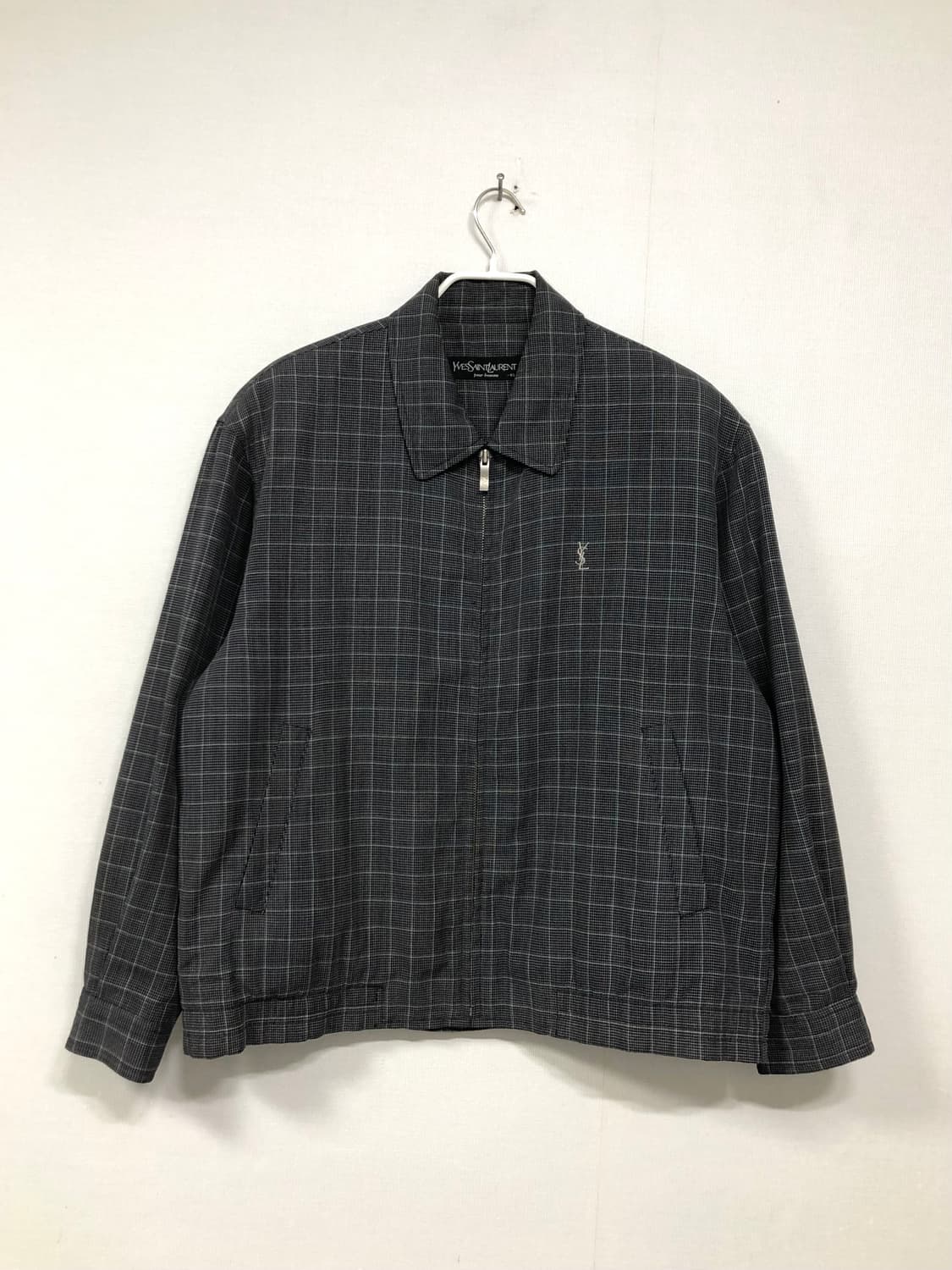 입생로랑 남성 클래식 체크 헤링턴 블루종 봄버 자켓 _ 다크네이비 상품이미지1