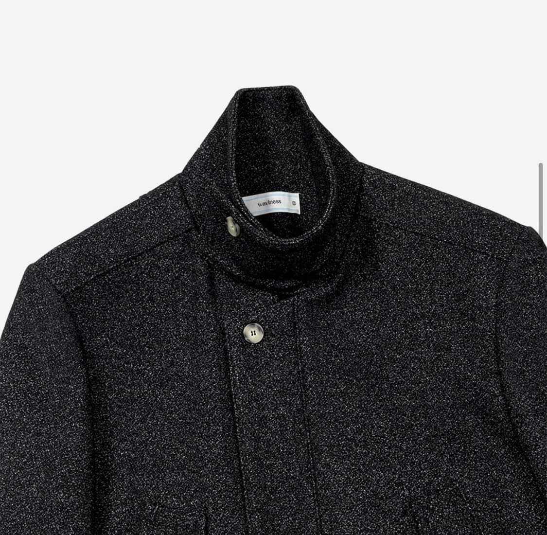 웨이비니스 하이 넥 카라 자켓 블랙 상품이미지4