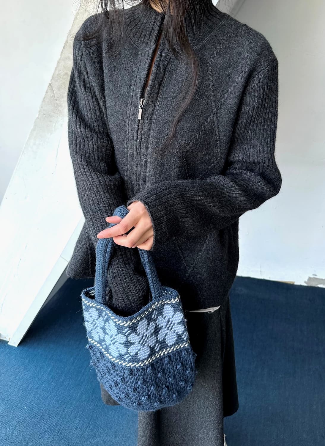 Design pattern knit mini tote bag 상품이미지8