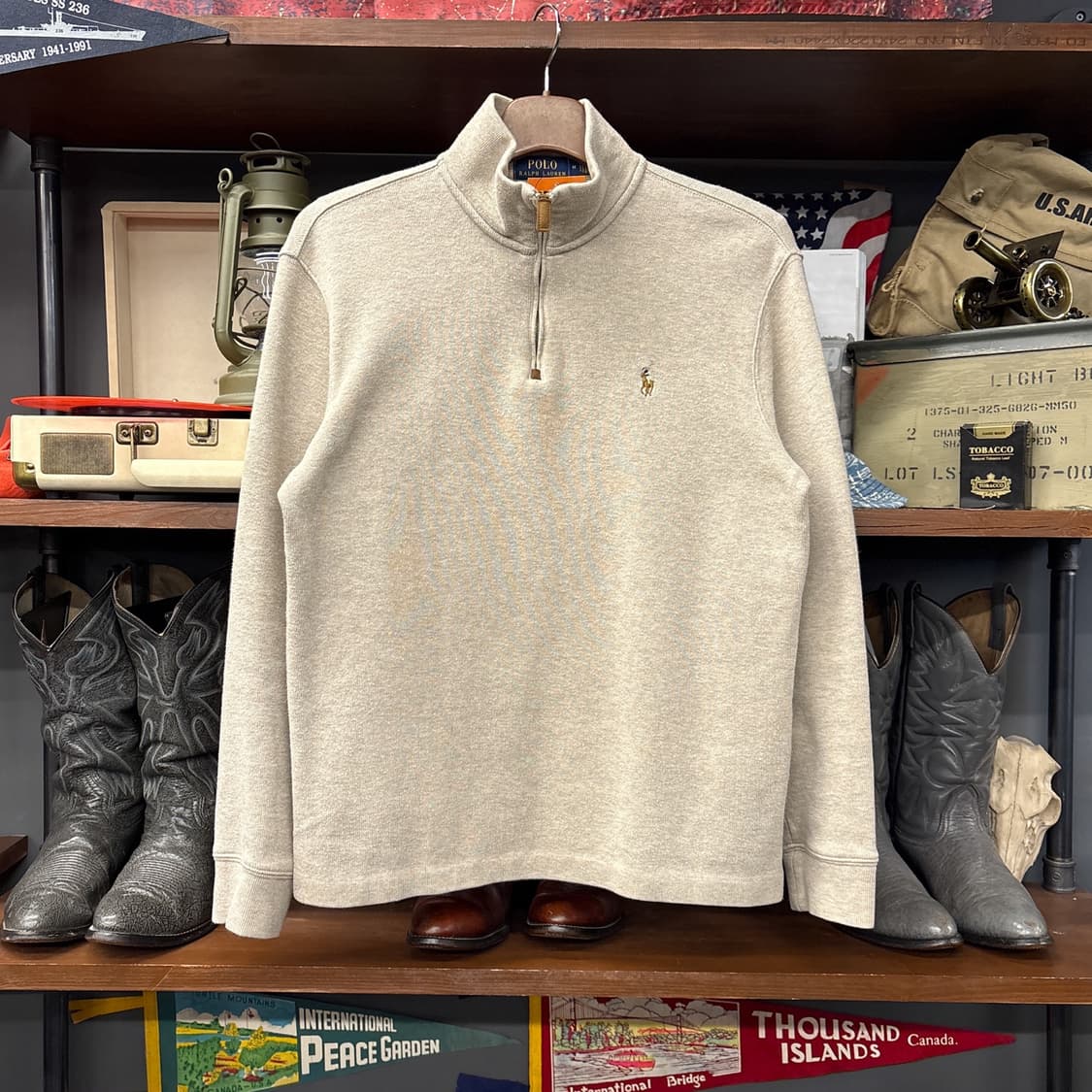 신형라벨 폴로 랄프로렌 파인립 코튼 하프집업 니트 스웨터 베이지 N985 상품이미지1