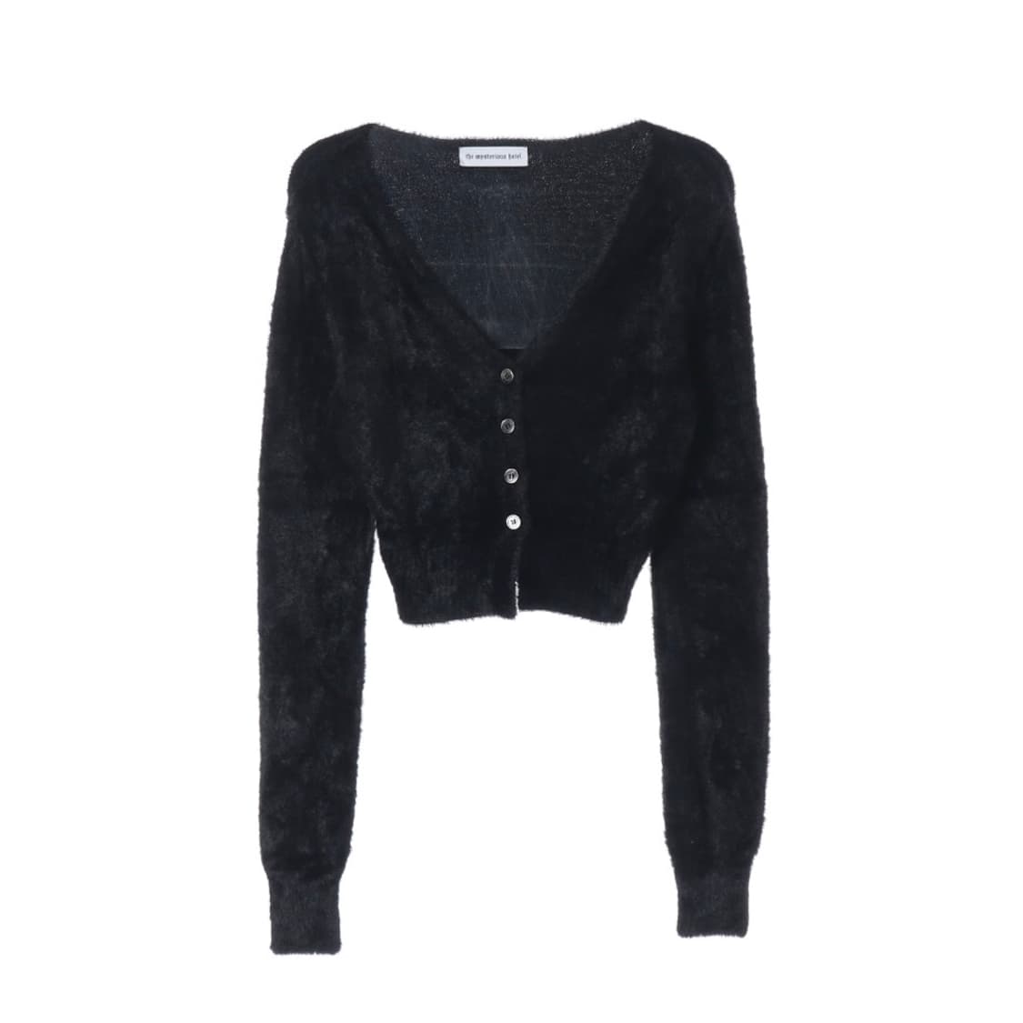 [ONE SIZE] 더 미스테리어스 호텔 크롭 퍼 가디건 블랙 상품이미지1