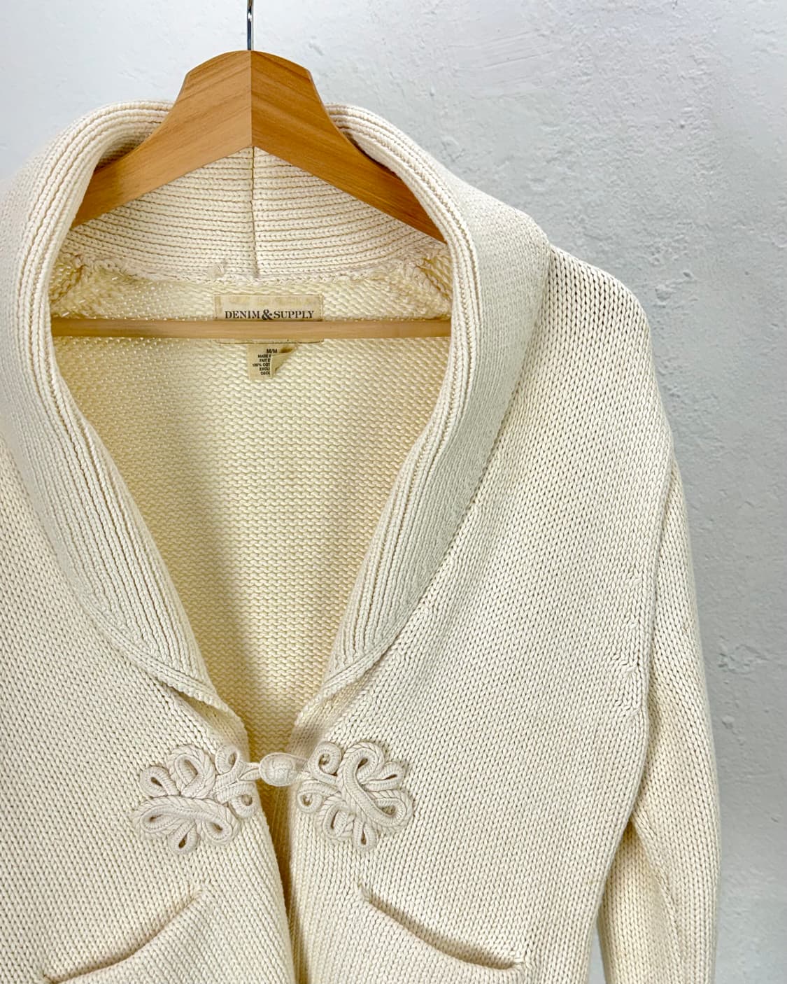 데님 앤 서플라이 랄프 로렌 아이보리 코튼 크로피 카라 가디건 상품이미지3