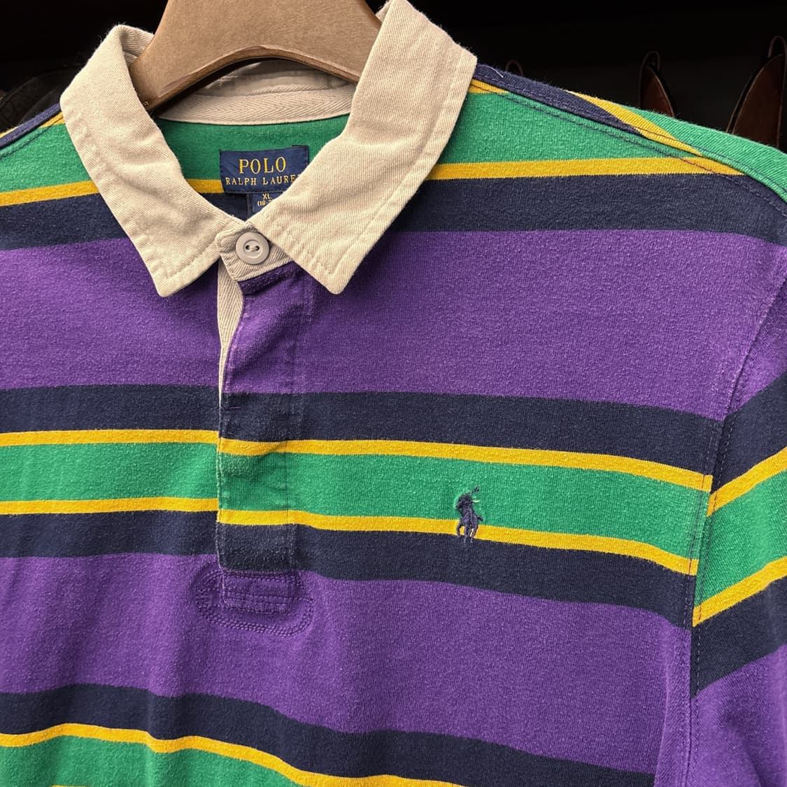 신형라벨 폴로 랄프로렌 멀티컬러 스트라이프 저지 럭비셔츠 퍼플 N913 상품이미지6