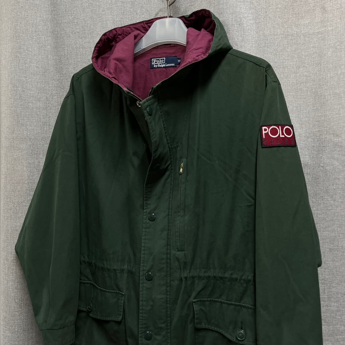 90s 폴로 바이 랄프로렌 면 빈티지 후드 야상 그린파카 상품이미지3