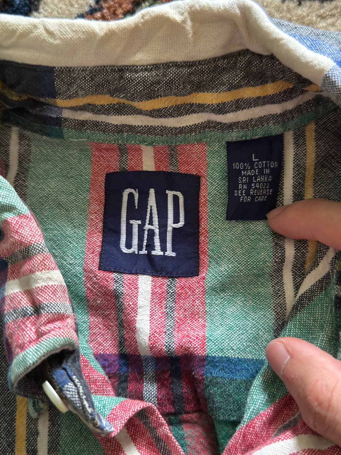 90s Gap mix check button down shirt 상품이미지8