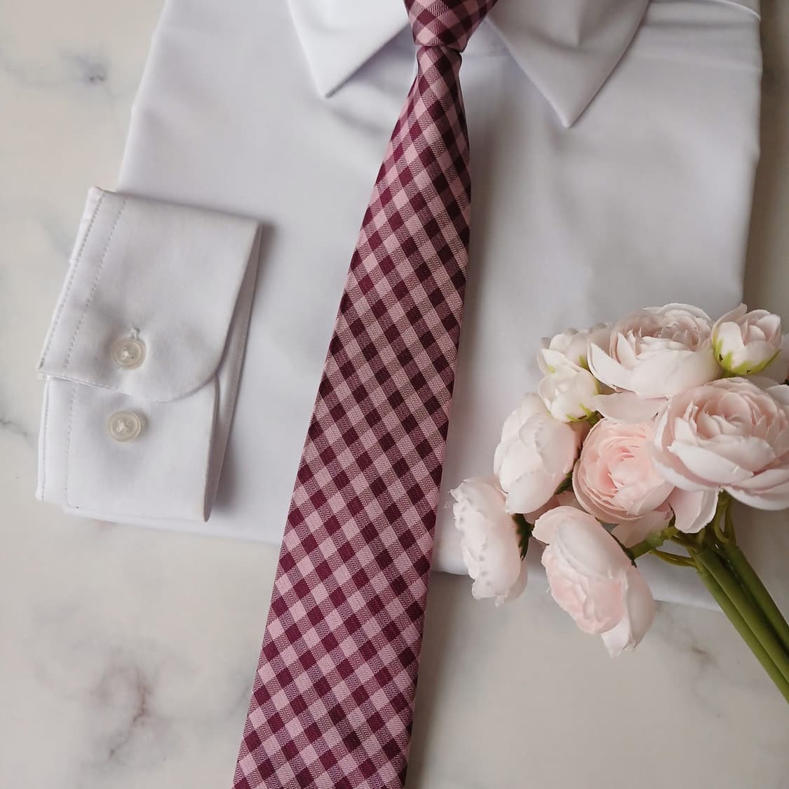 아쿠아스큐텀 실크 퍼플 체크 패턴 넥타이 7.8cm A+등급 A19726 상품이미지7