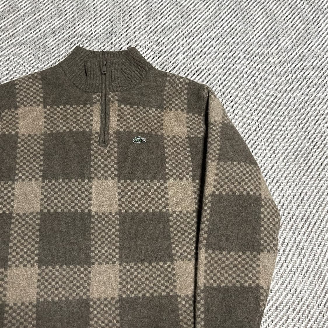 [S] Lacoste 라코스테 우먼즈 울 반집업 체크 니트 상품이미지2