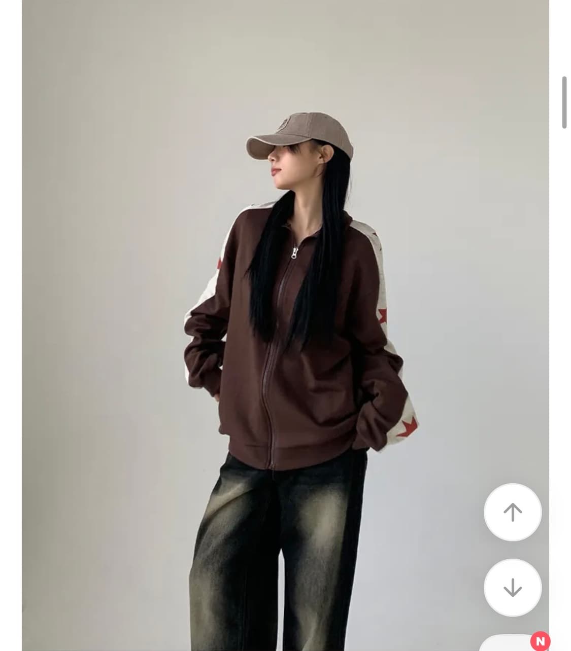 에이블리 남여공용 스타 배색 하이넥 집업 (새상품) 상품이미지1