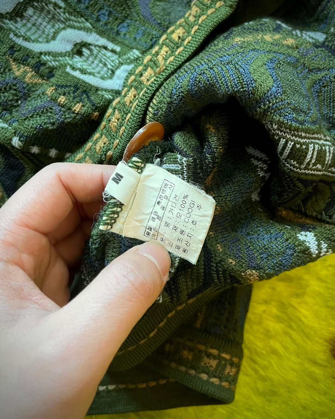 1990s COOGI 3D Cable Green Knit Cardigan 상품이미지8