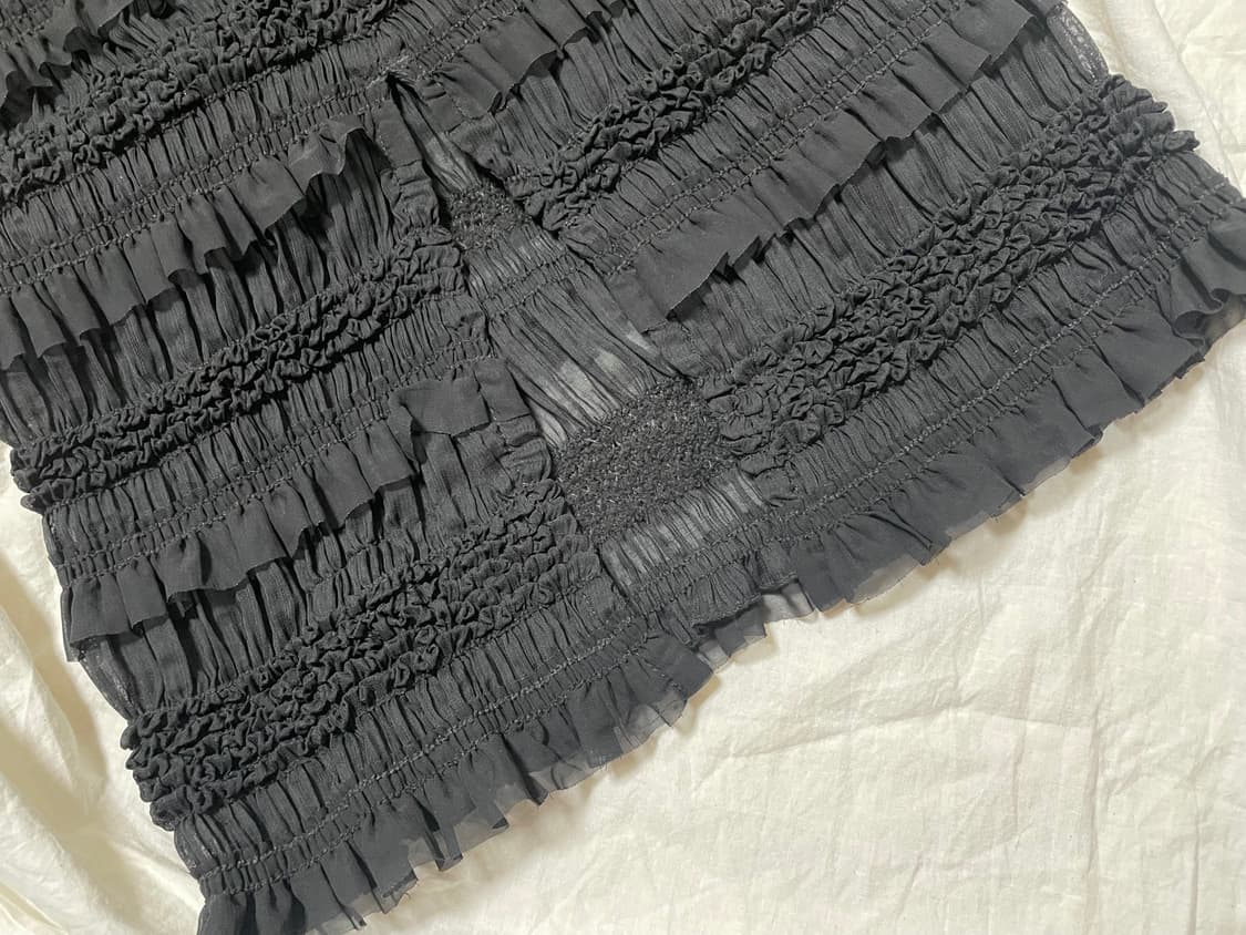 고딕 무드 셔링 레이어드 롱스커트 상품이미지3