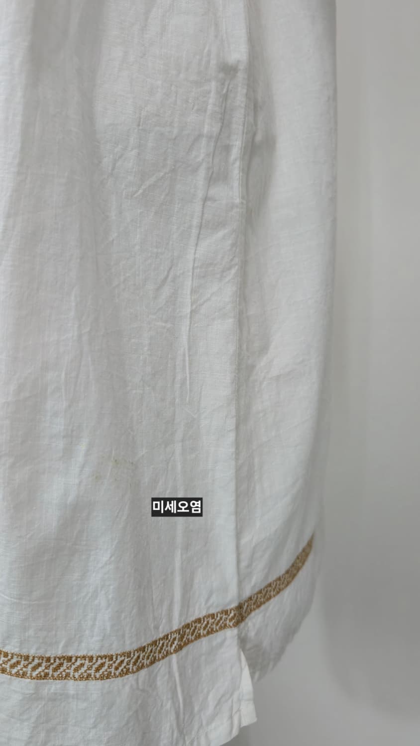 튜닉 원피스 화이트 M 자수 헨리넥 7부 면 상품이미지6