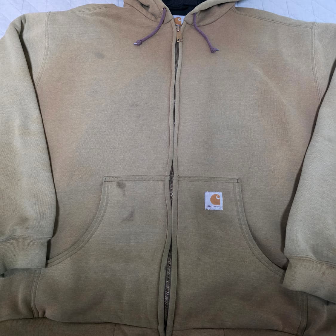 [2XL] 빈티지 칼하트 더블페이스 트래쉬드 썬페이드 써멀 후드집업 상품이미지2