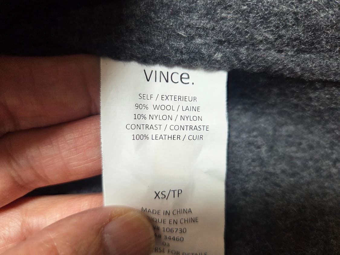 빈스(VINCE) 와이드 숄카라 가죽트리밍 울코트 44 상품이미지10