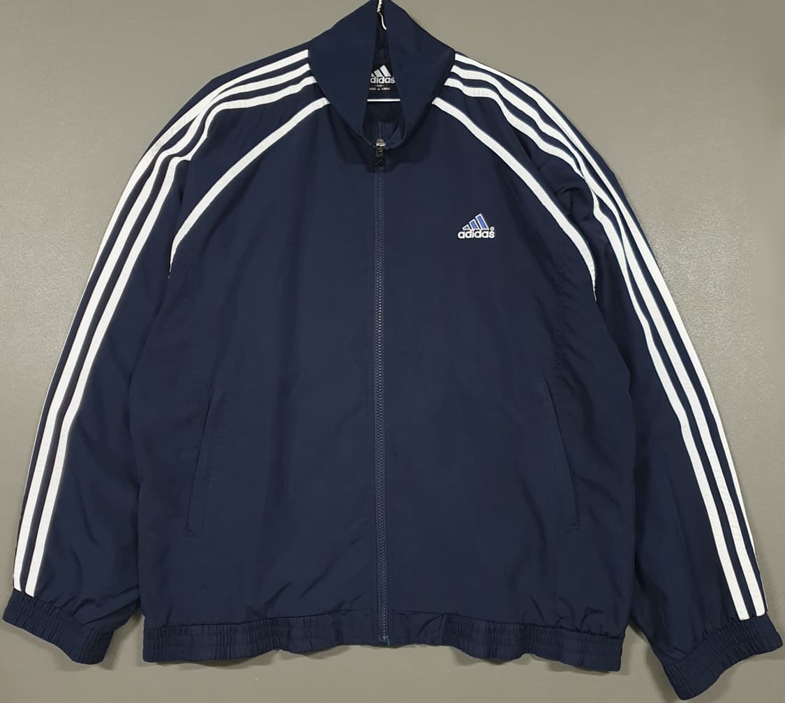 2XL) 아디다스 희귀 90s 삼선 오버핏 올드스쿨 바람막이 자켓 네이비 상품이미지1