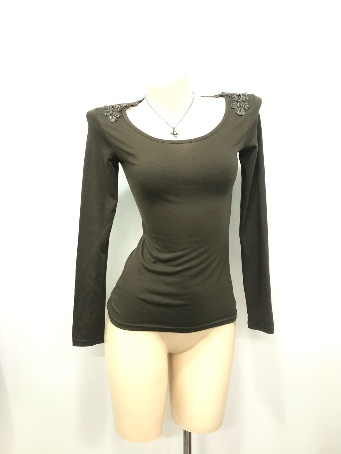 khaki floral lace detail long sleeve 상품이미지3