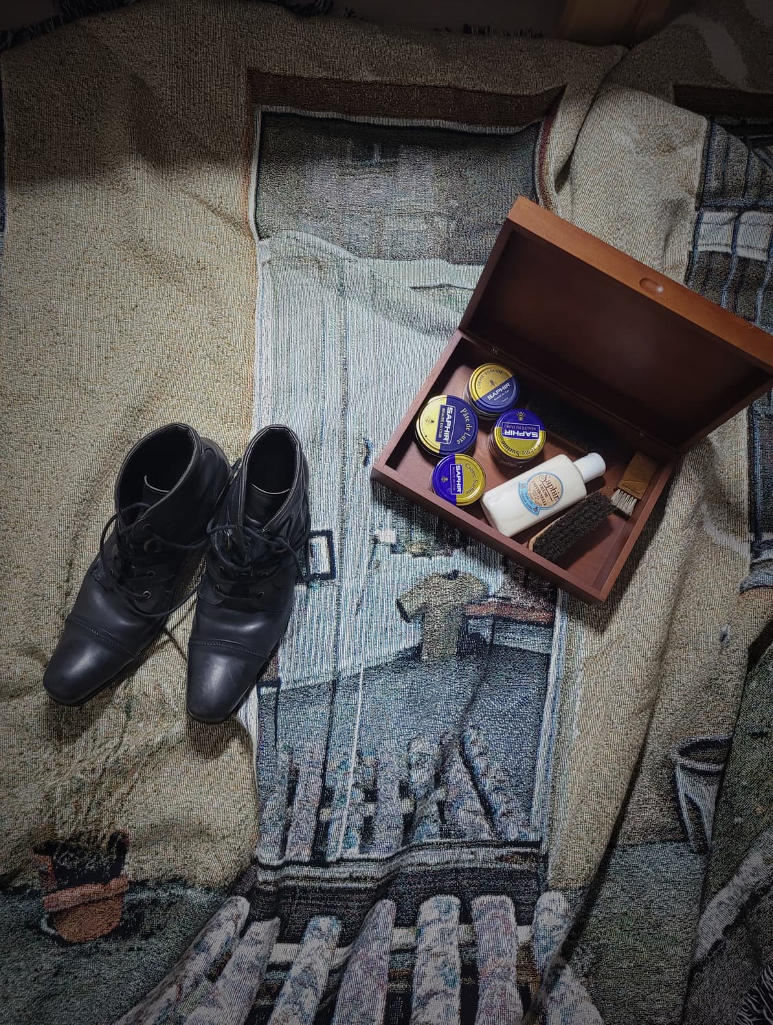 훕데두 레이스 스루 블랙 레더 부츠 상품이미지9