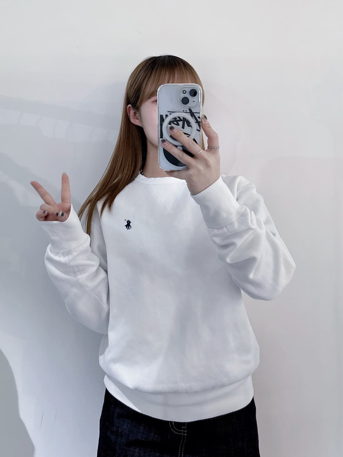 폴로랄프로렌 네이비포니 화이트 맨투맨 상품이미지1