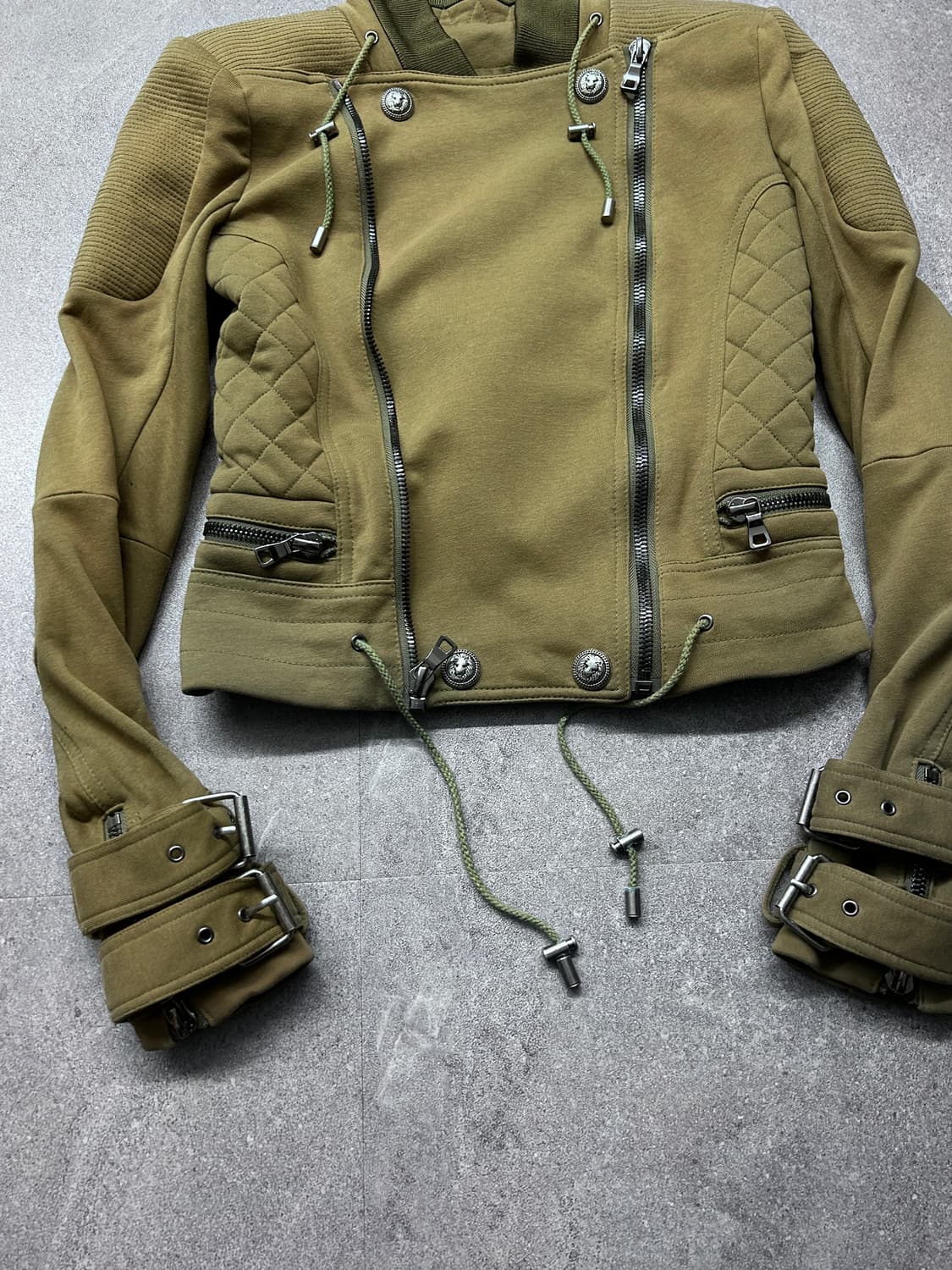 나폴레옹 더블 짚 퀼팅 판넬 사선 자켓 상품이미지3