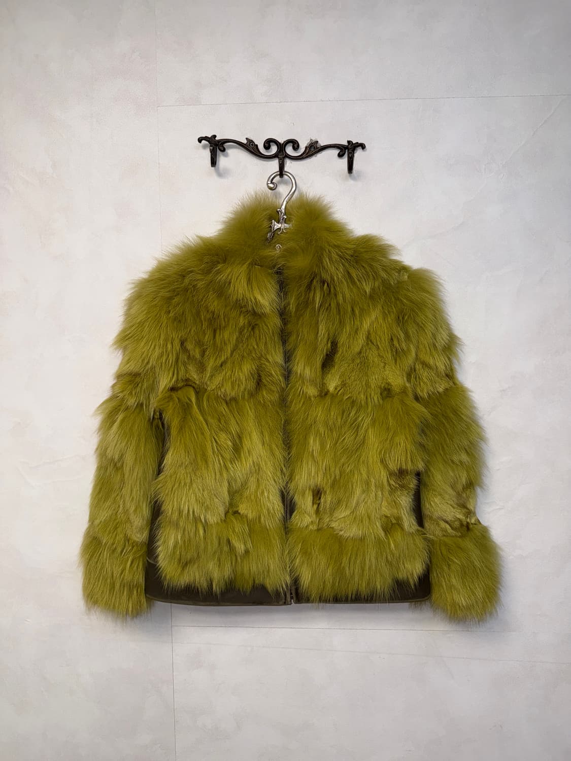 Olive brown lamb skin fox fur jacket  상품이미지1
