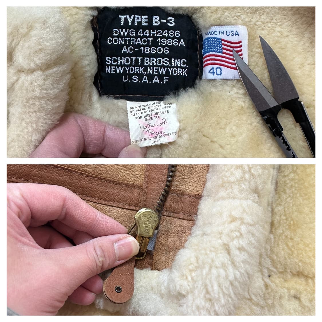 쇼트 schott b-3 무스탕 가죽 자켓 40 상품이미지10