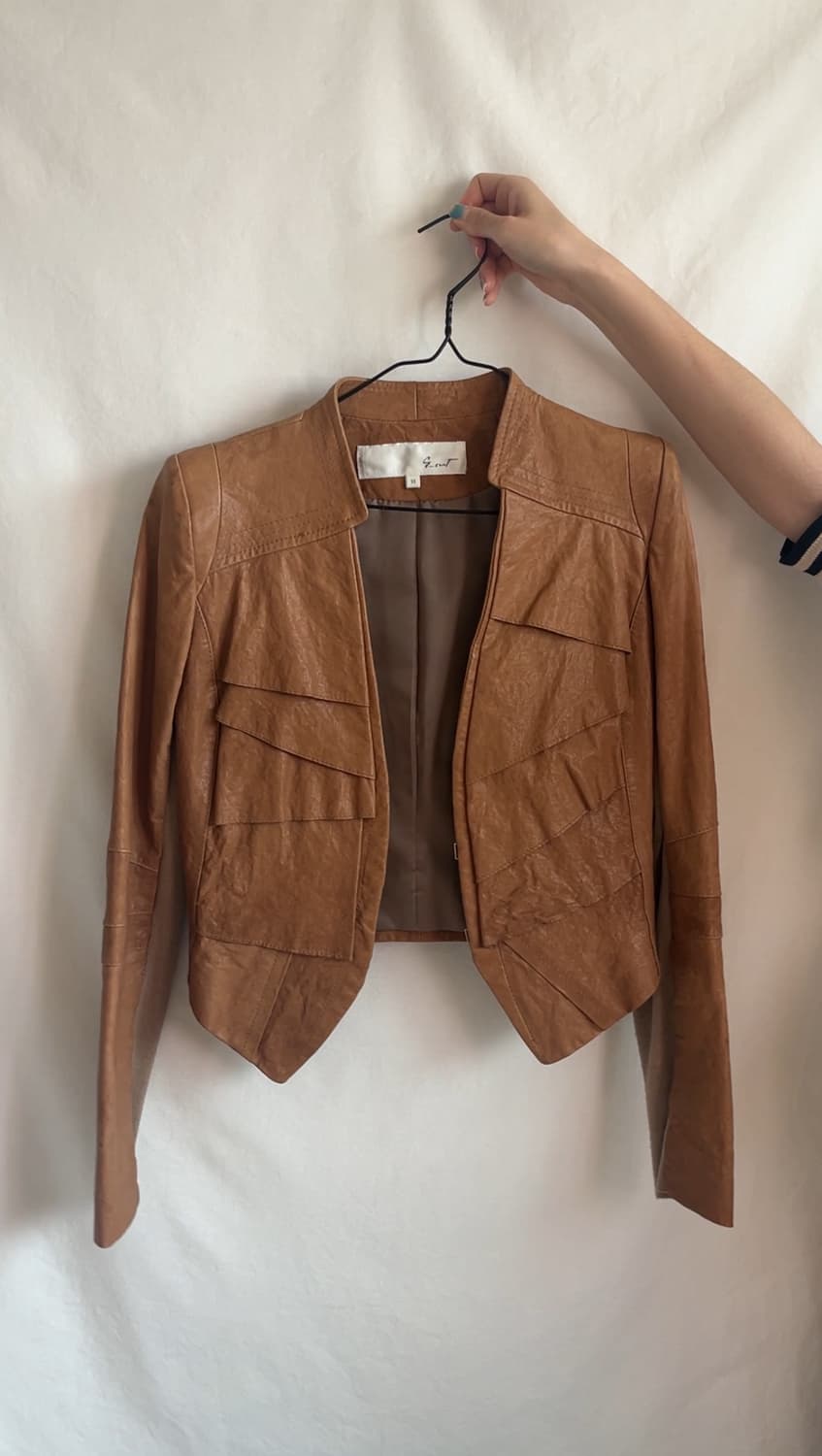 Cat soulder camel leather jacket 상품이미지1
