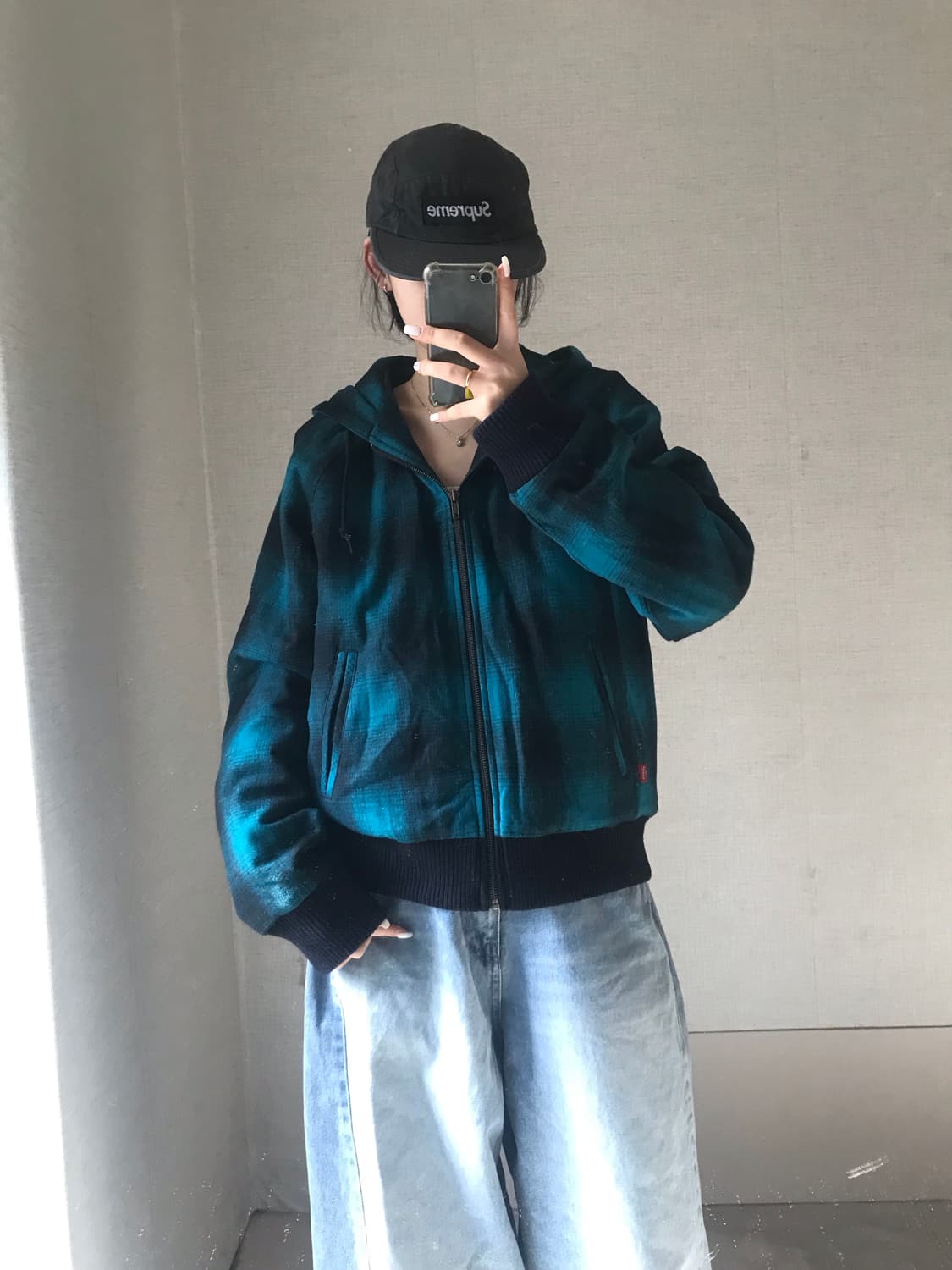 리바이스 퀄팅 누빔 체크 후드집업 상품이미지5