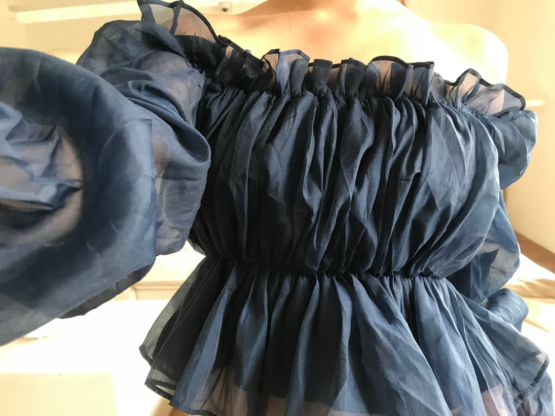 vintage off-shoulder navy blouse 상품이미지6