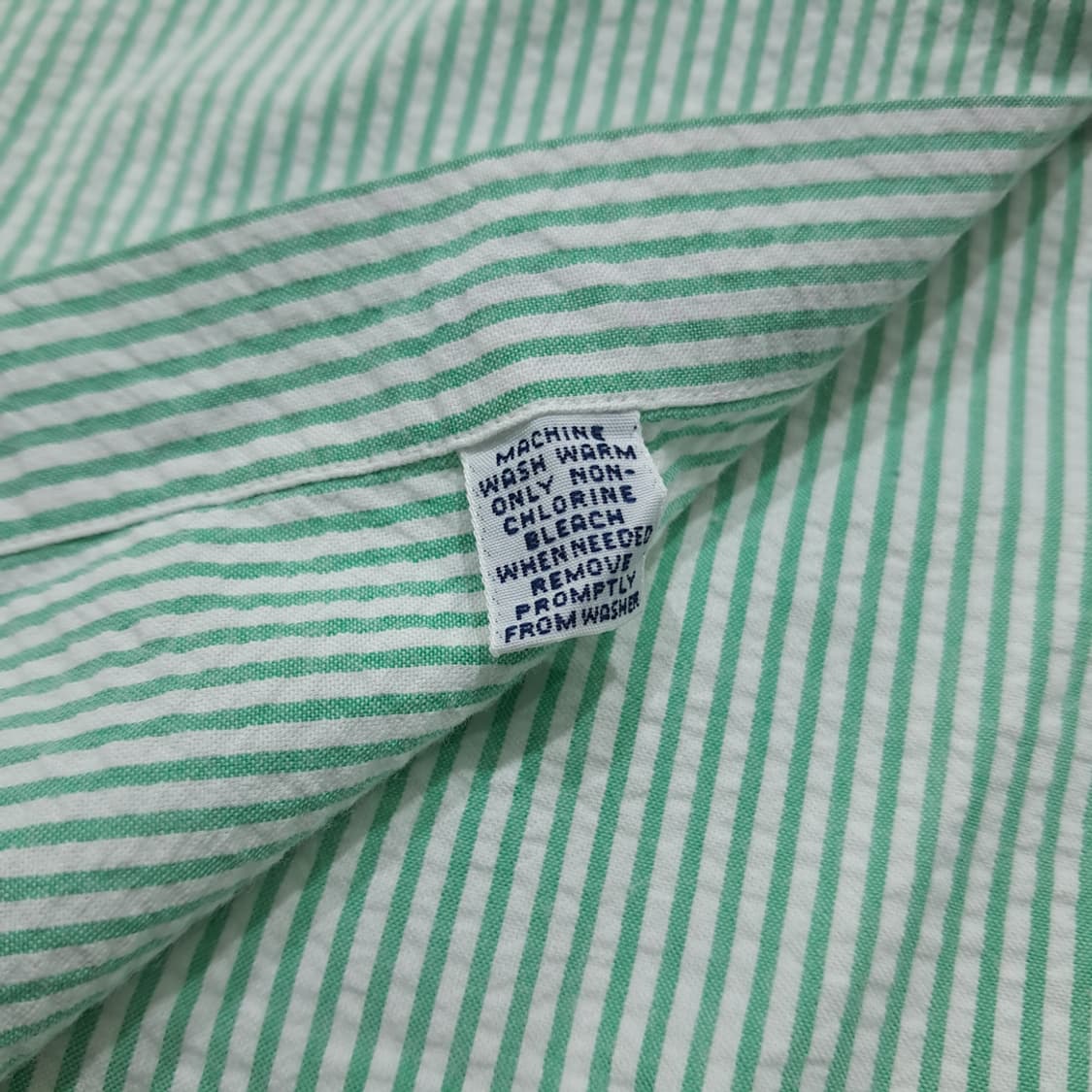 CK007 L 폴로 90s 시어서커 그린스트라이프 반팔 셔츠 남방 상품이미지5