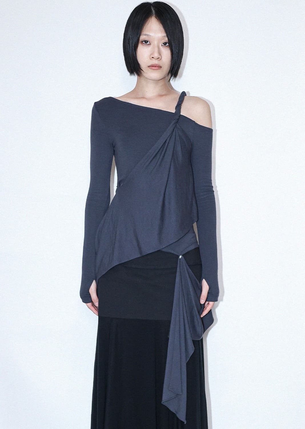 재신 jaeshin 드레이프 멀티 버튼 탑 상품이미지3