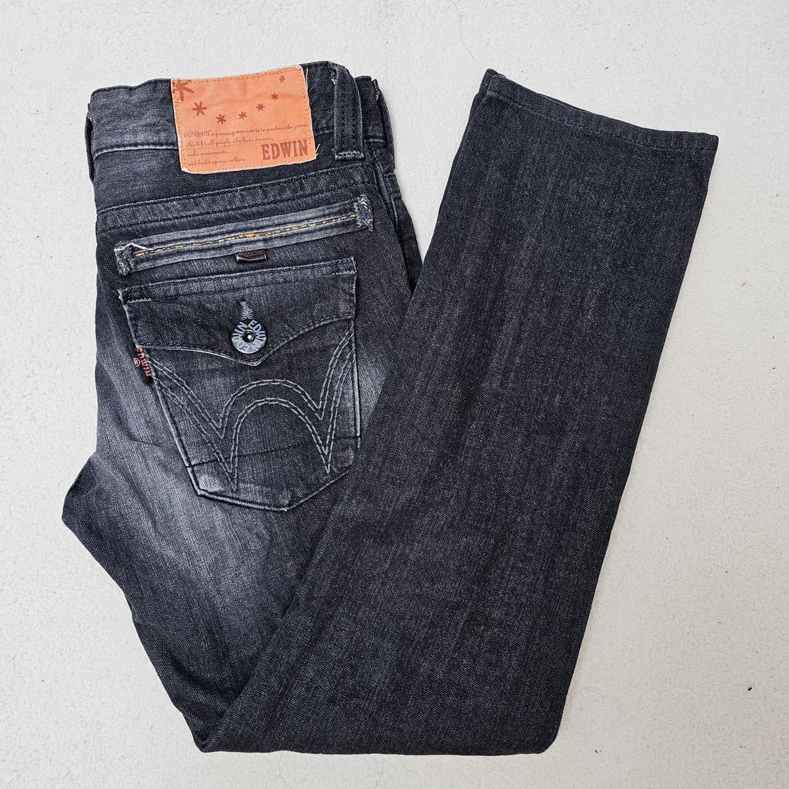 M 에드윈 블랙 데님 로우라이즈 청바지 상품이미지1