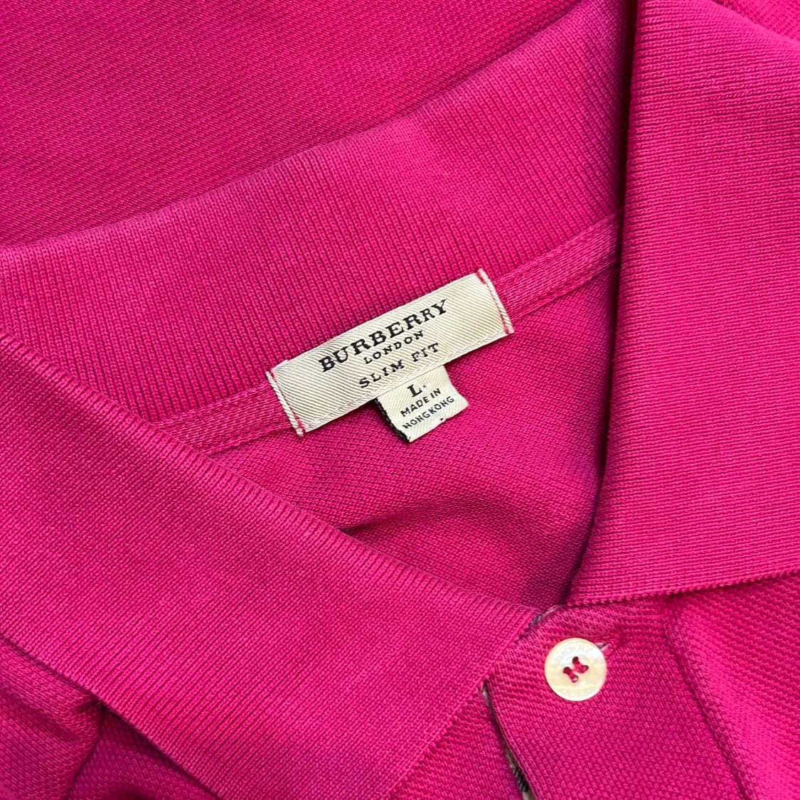 L 버버리 핑크 카라 반팔티 상품이미지4