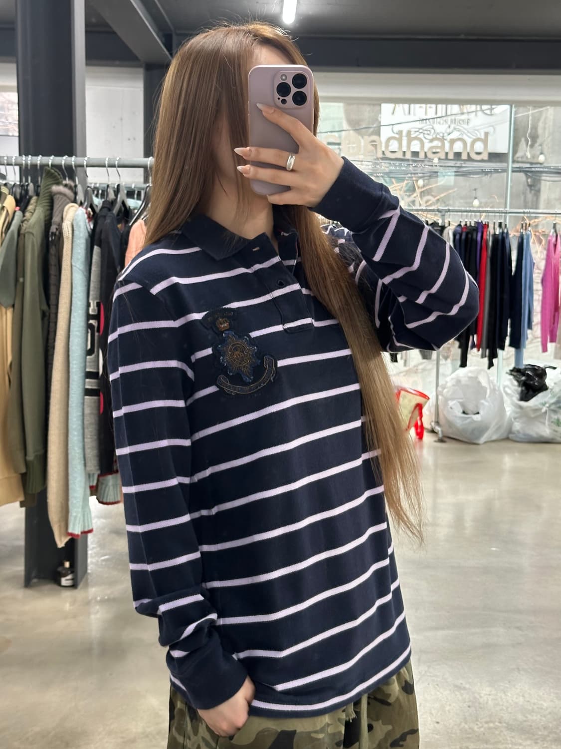 폴로랄프로렌 패치 스트라이프 럭비 PK긴팔티 상품이미지1