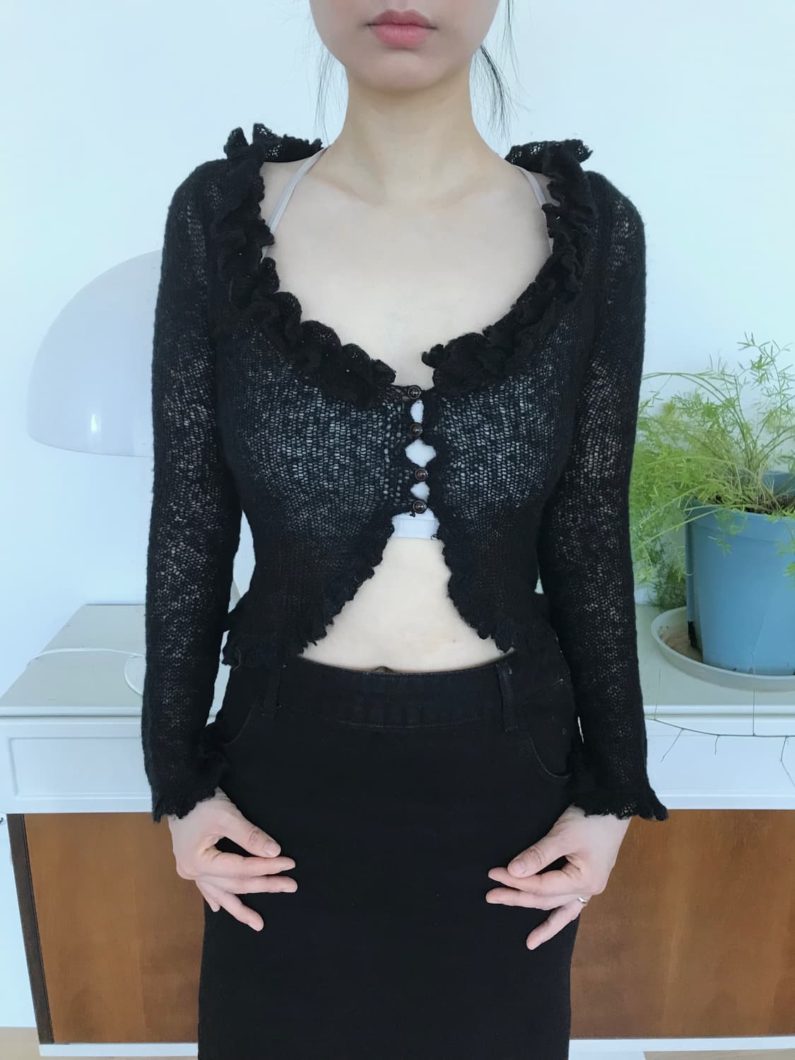 vintage black button cardigan 상품이미지5
