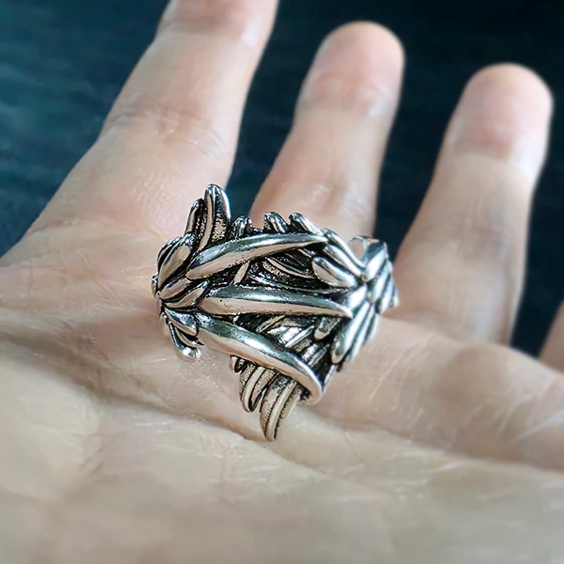 Helmire 백동 남자 엔틱 빈티지 명품 천사 날개 반지 상품이미지5