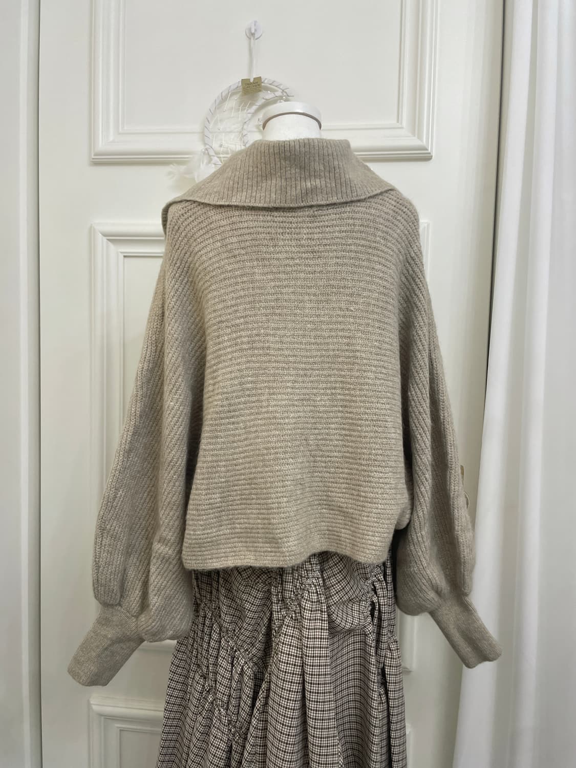 beigebrown melange big collar over sweat 상품이미지5