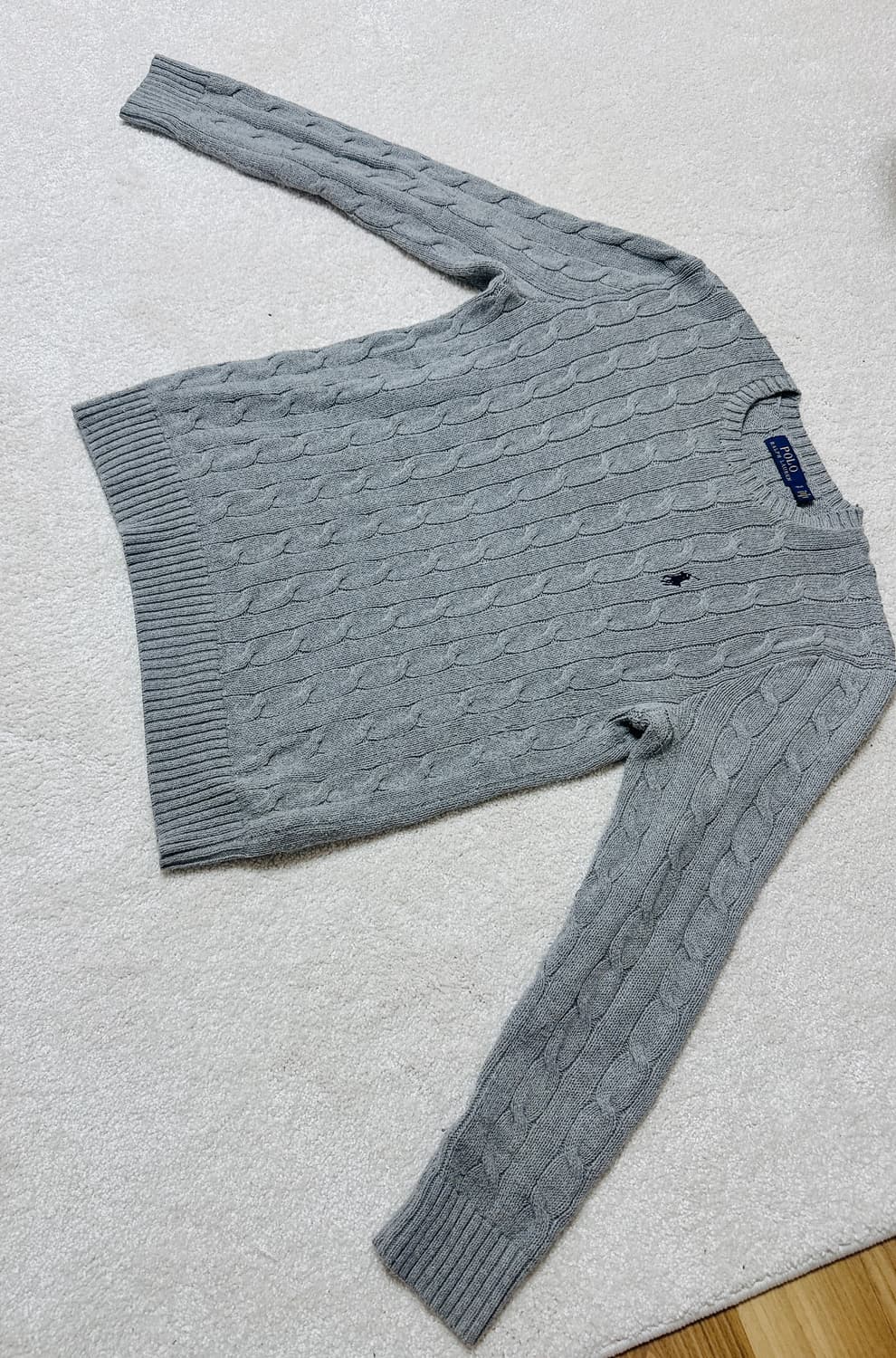 폴로 랄프로렌 회색 케이블 (꽈배기) 니트 스웨터 상품이미지6