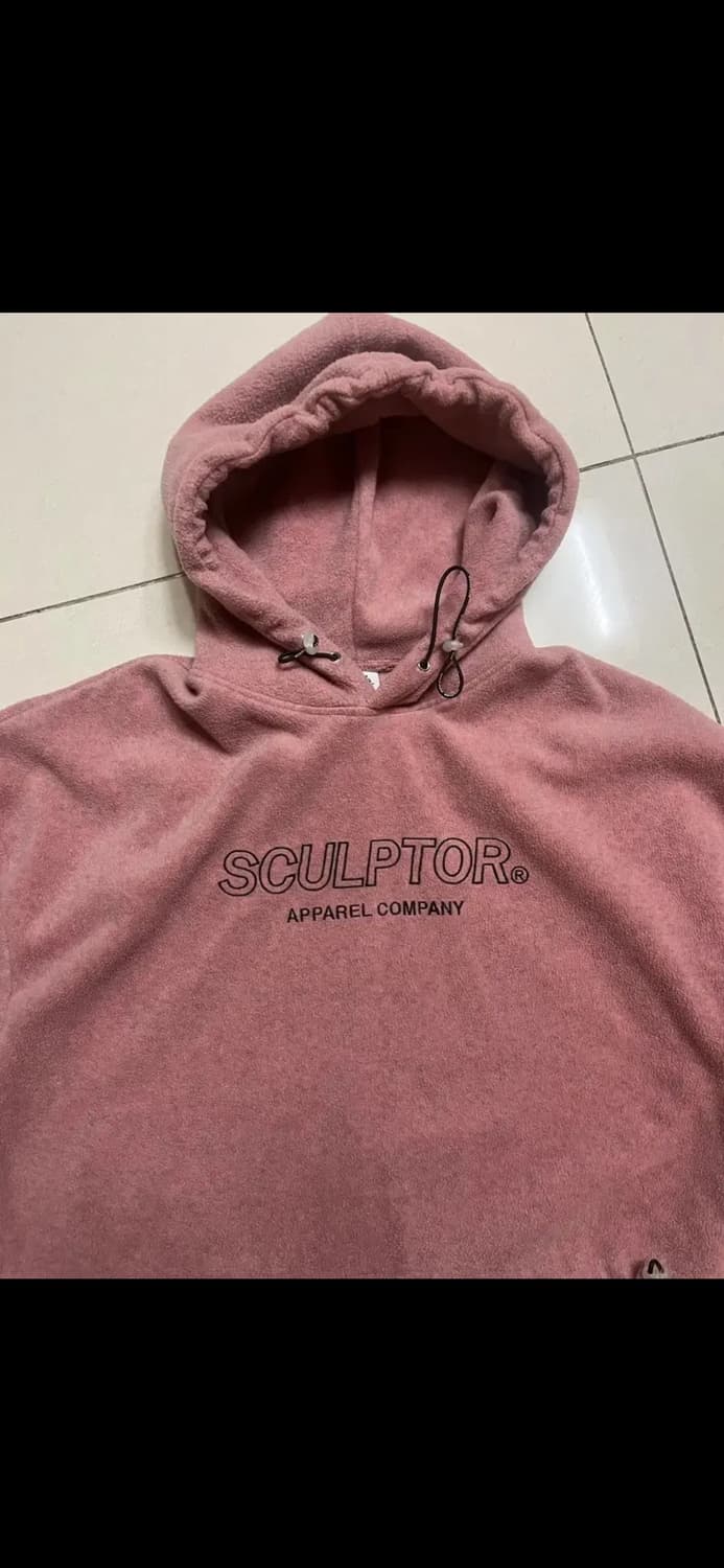 스컬프터 플리스 스트링 크롭후드 후드티 핑크 상품이미지2