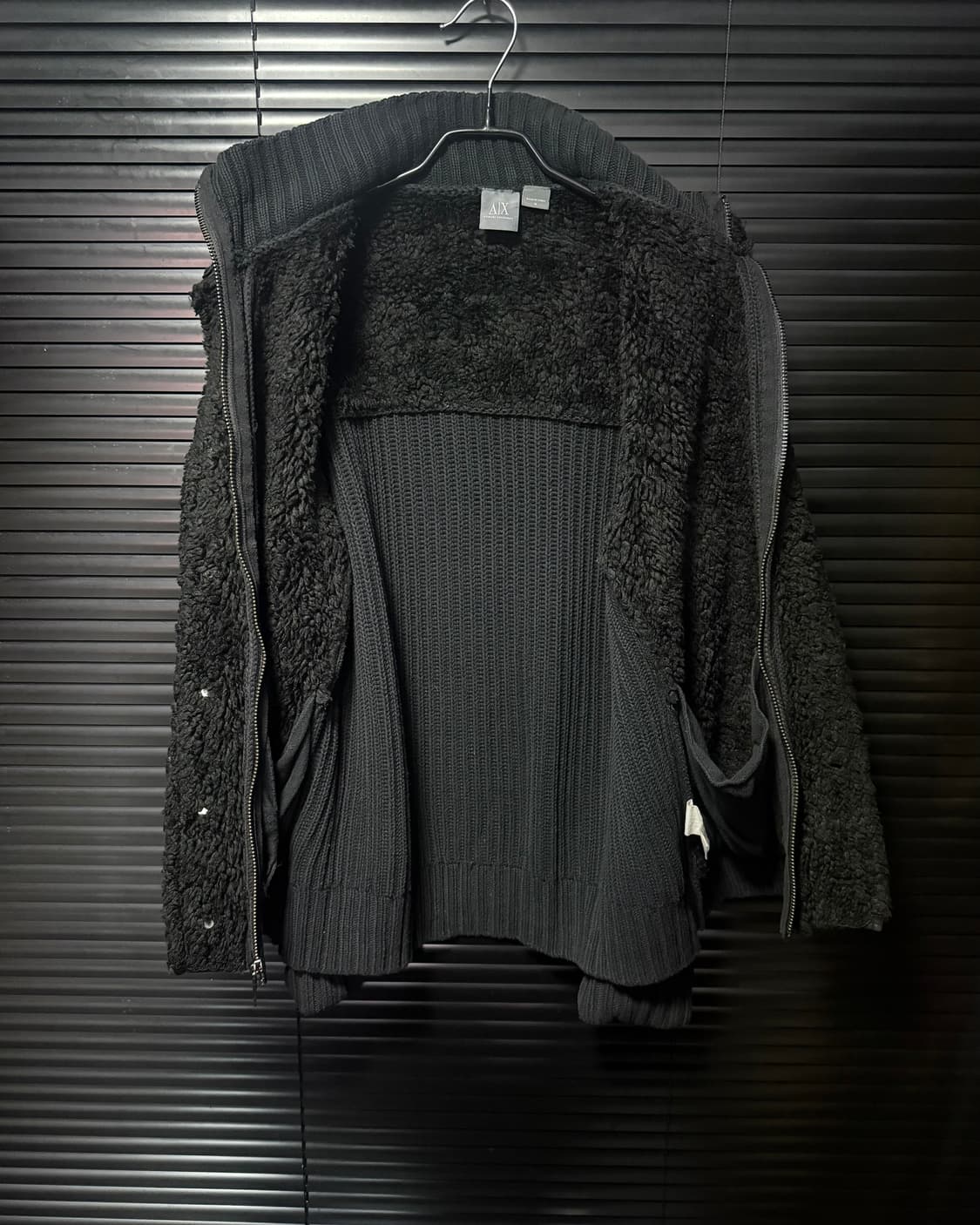 아르마니 블랙 레더 가죽 스웨터 니트 하이넥 가디건 집업 락 고스펑크 상품이미지9