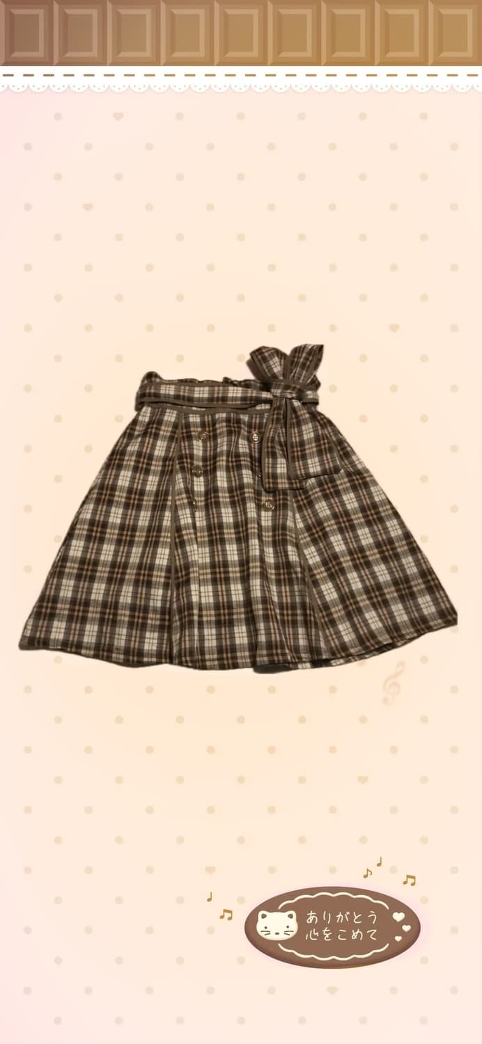 라떼갸루 체크 리본 미니스커트 빈티지 초코맛 히메갸루 상품이미지1