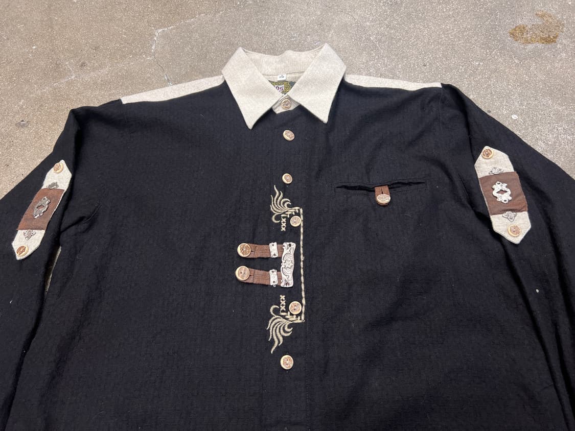  독일 OS Trachten 바바리안 자수 블랙 셔츠 상품이미지2