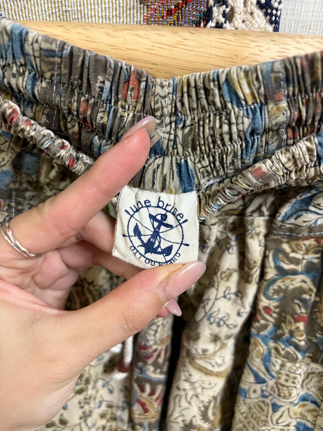 히피 에스닉 패치워크 미디 스커트 상품이미지3