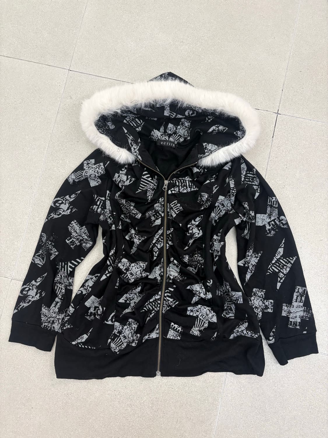 프린팅 셔링 퍼 후드집업 상품이미지1