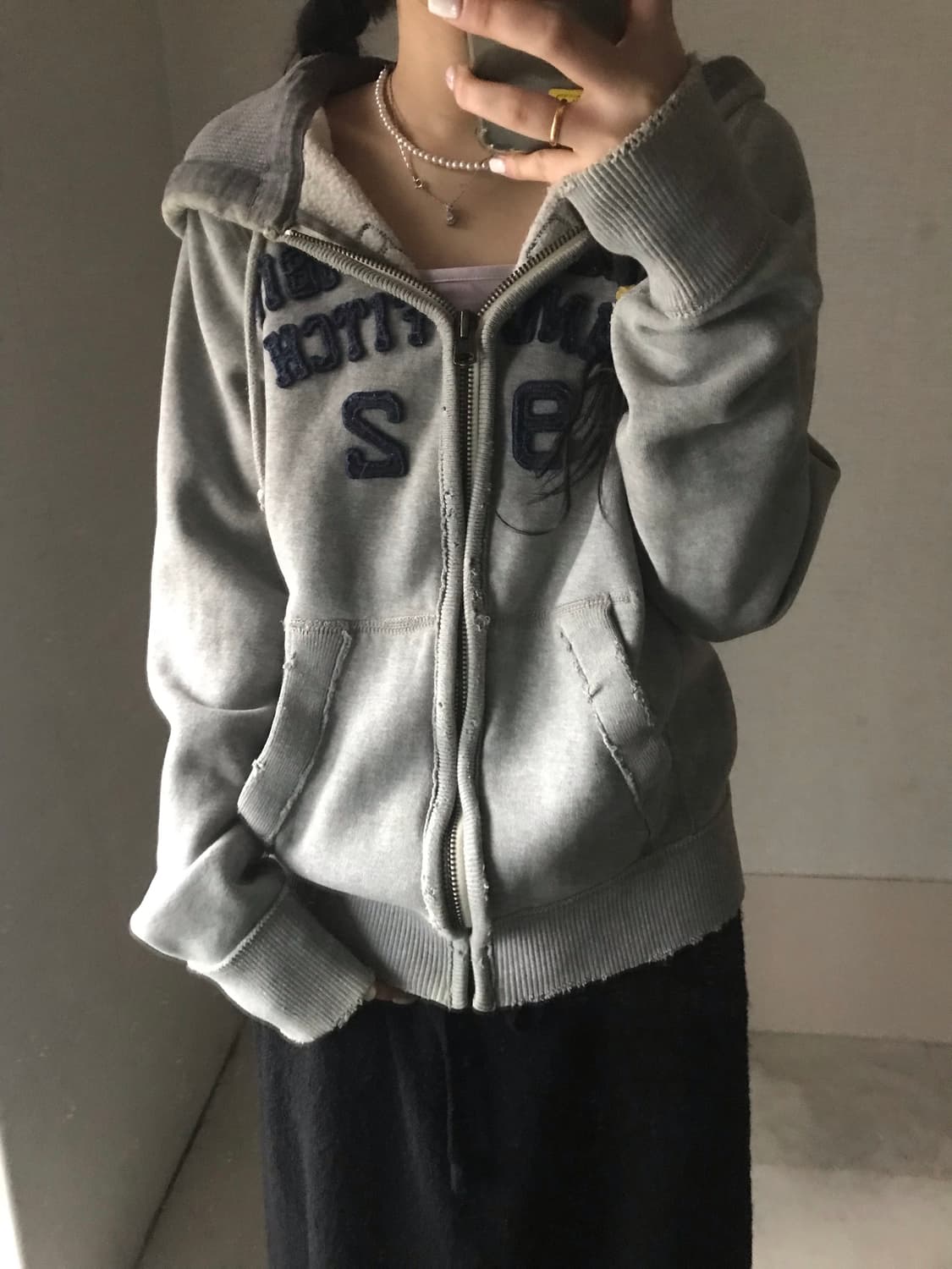 아베크롬비 그레이 네이비 후드집업 상품이미지3