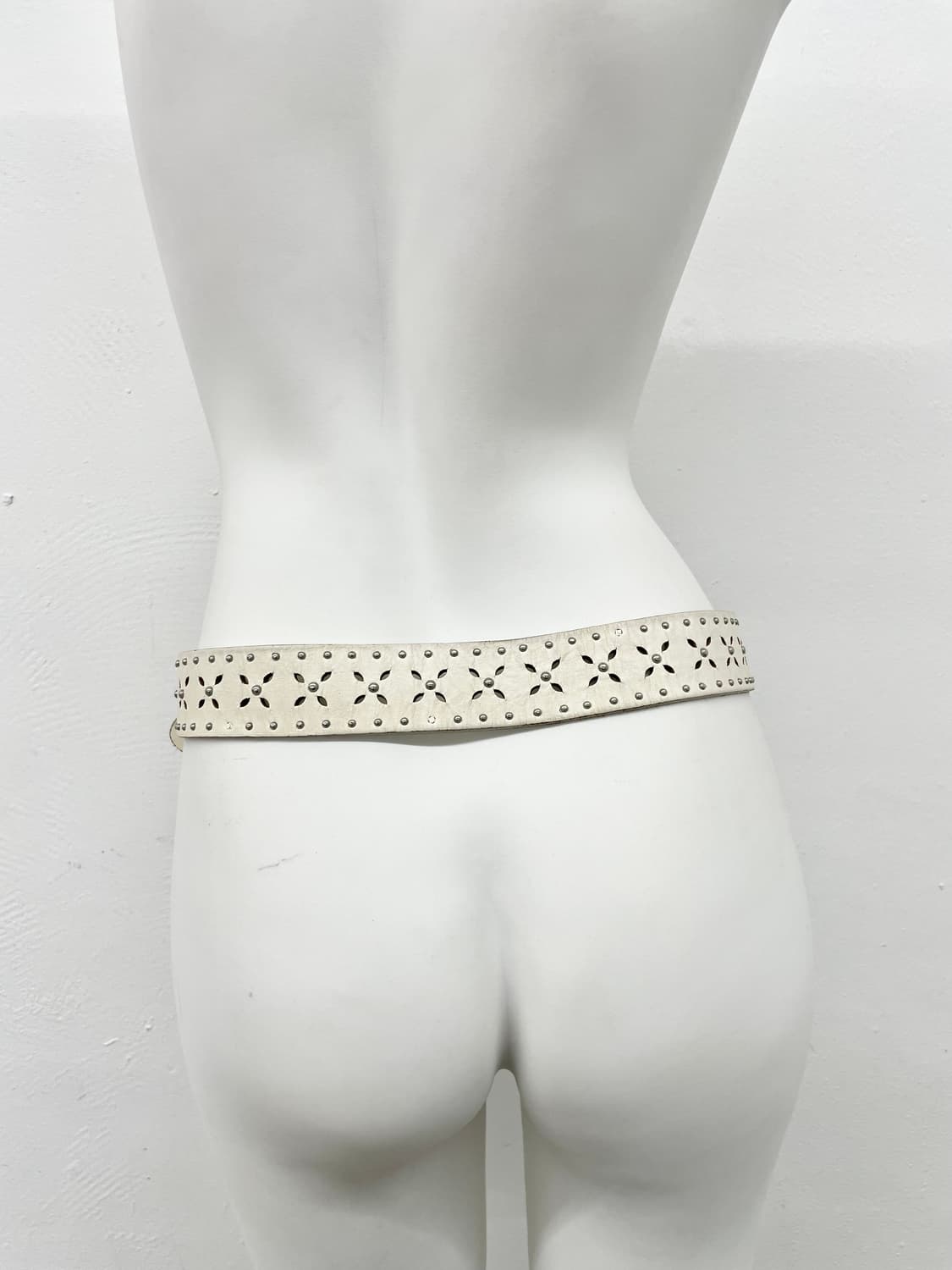 화이트 리얼레더 스터드 버클 벨트 상품이미지4