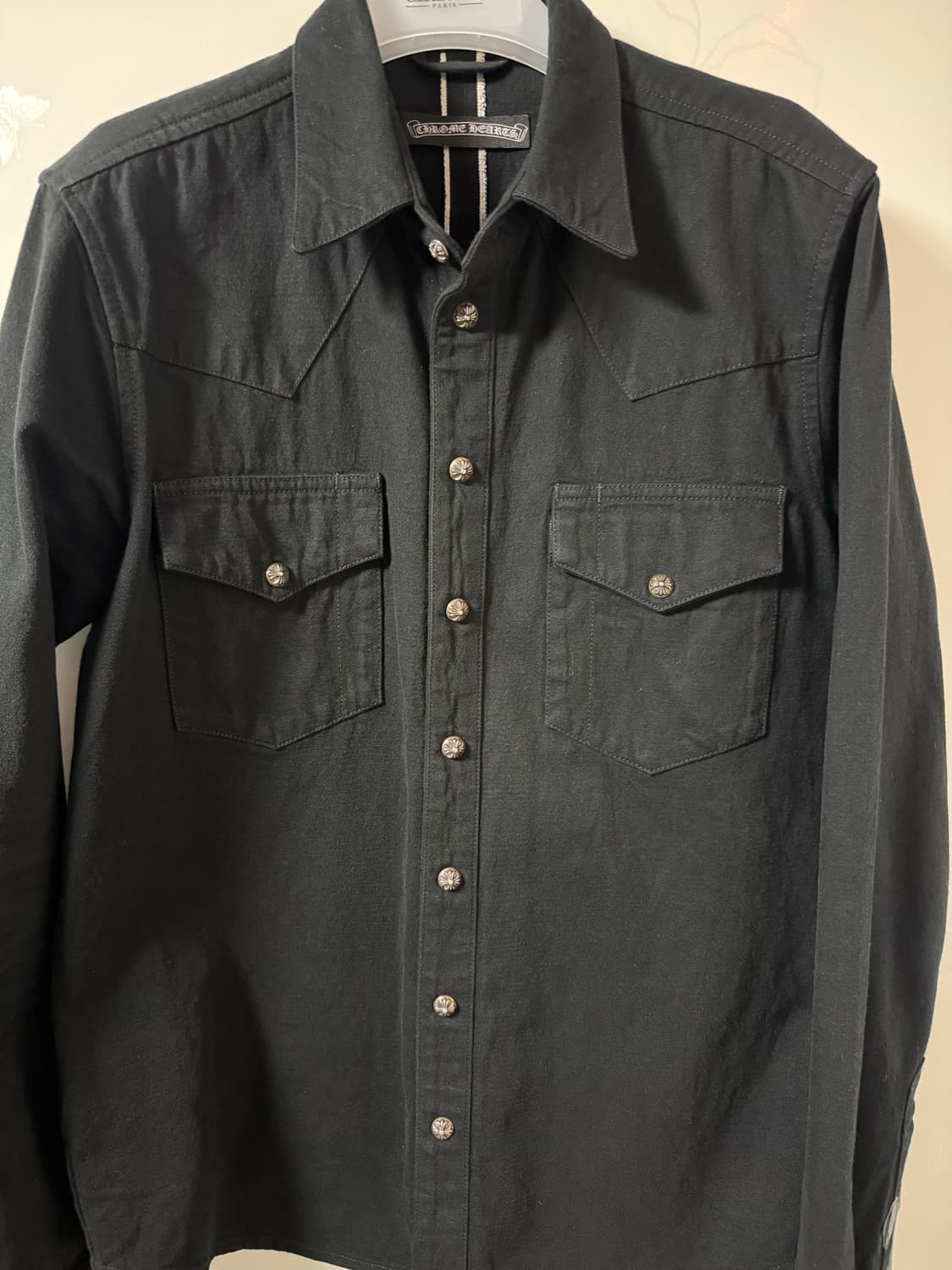 크롬하츠 웨스턴 셔츠 블랙 레더패치 M 상품이미지1