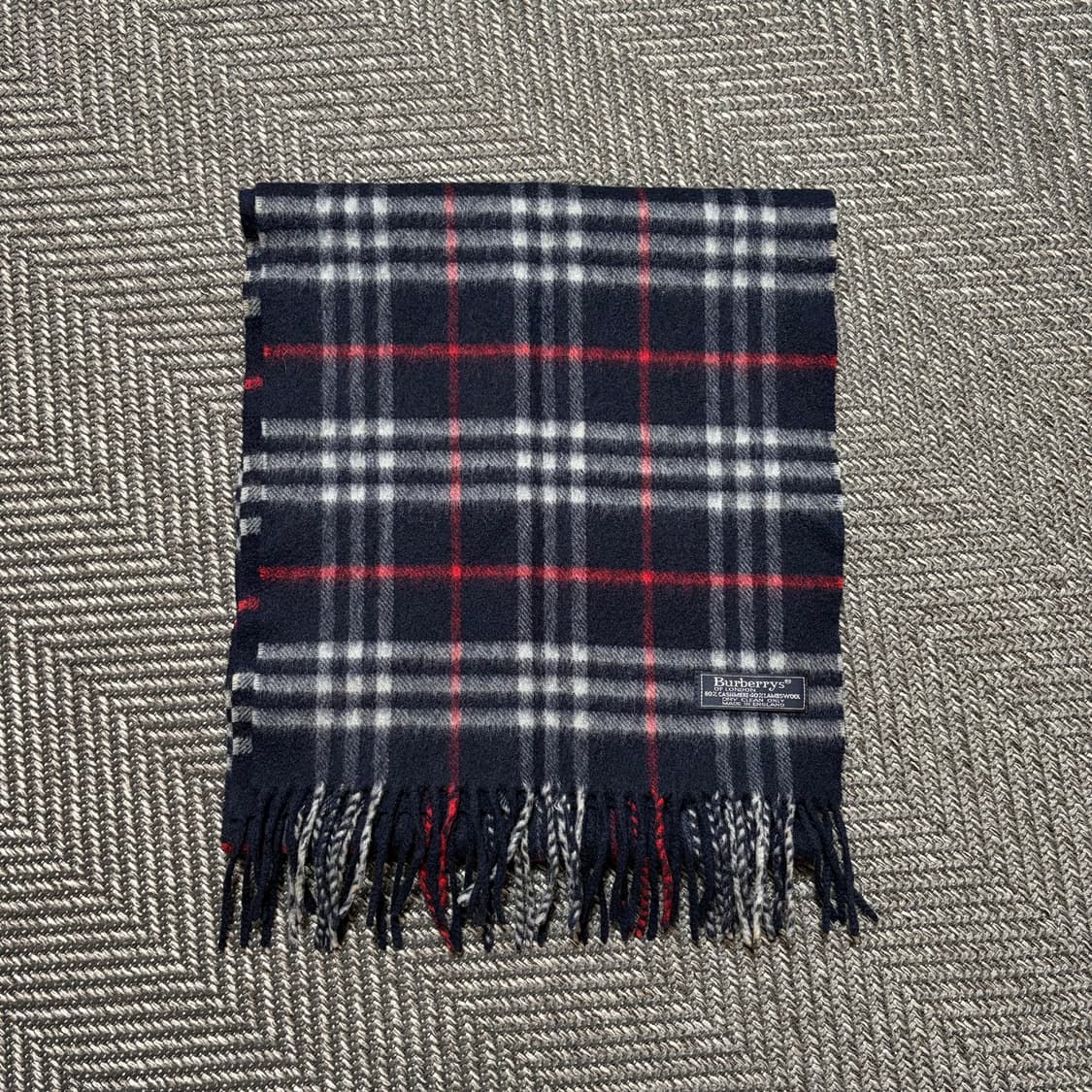 버버리 캐시미어 네이비 레드 체크 머플러 상품이미지1