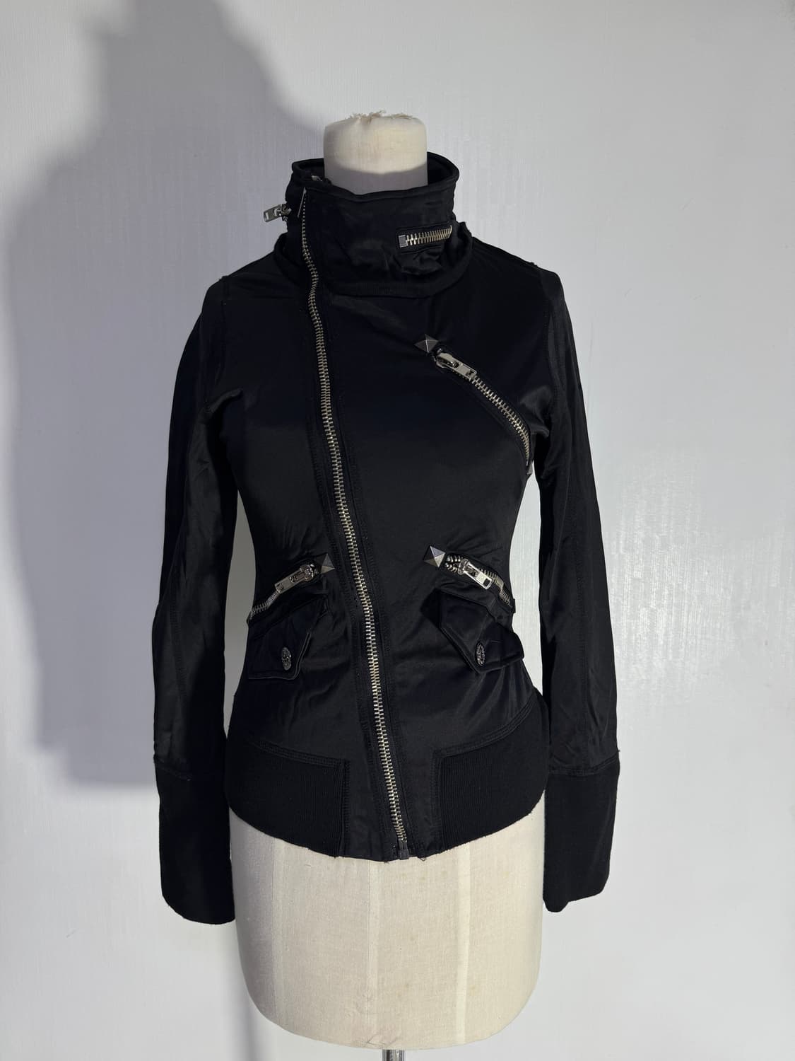 dia 하이넥 비대칭 지퍼 라이더 자켓 y2k 갸루 다이아 상품이미지2