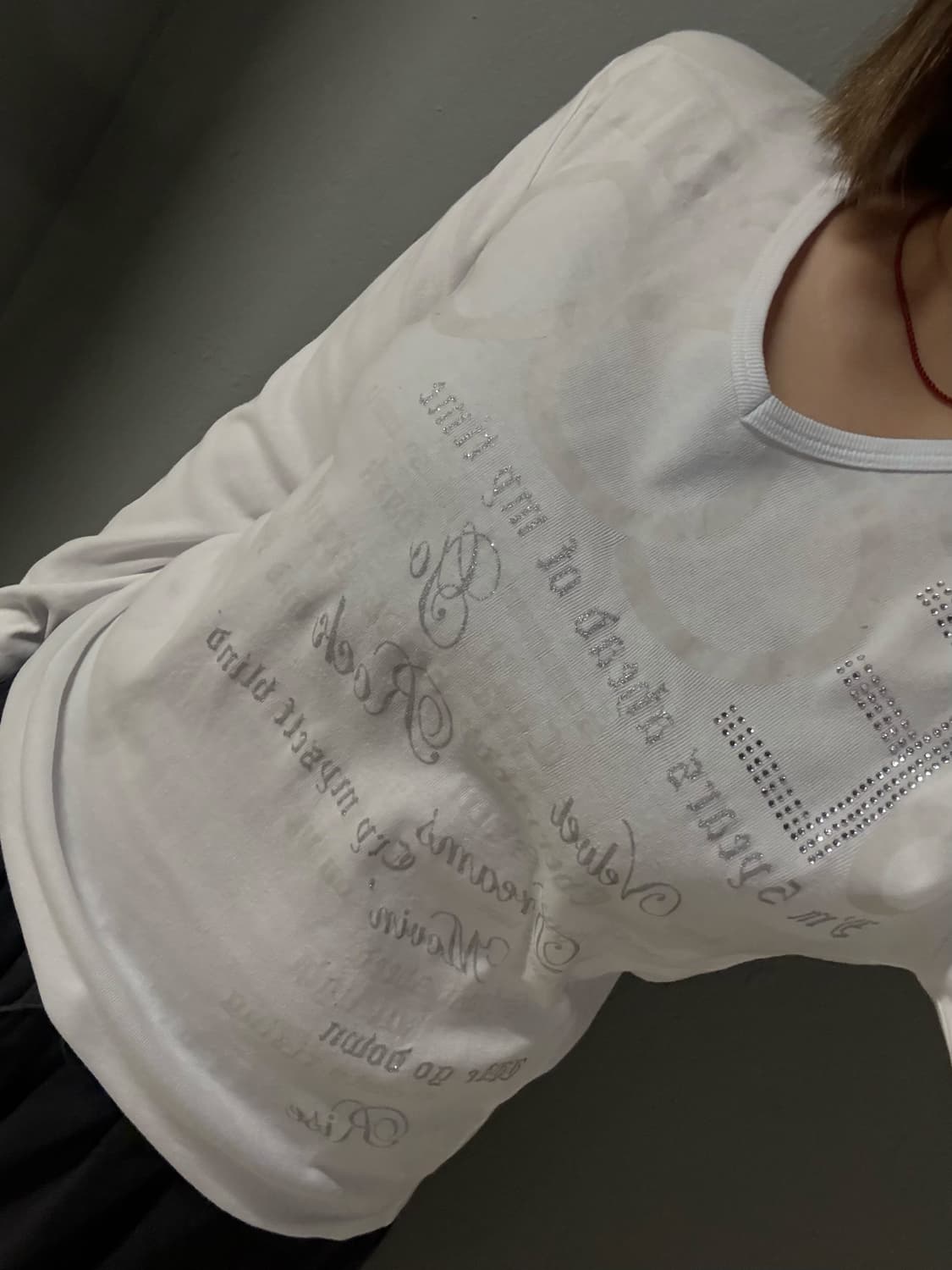 y2k lettering detail v-neck long sleeve 상품이미지1