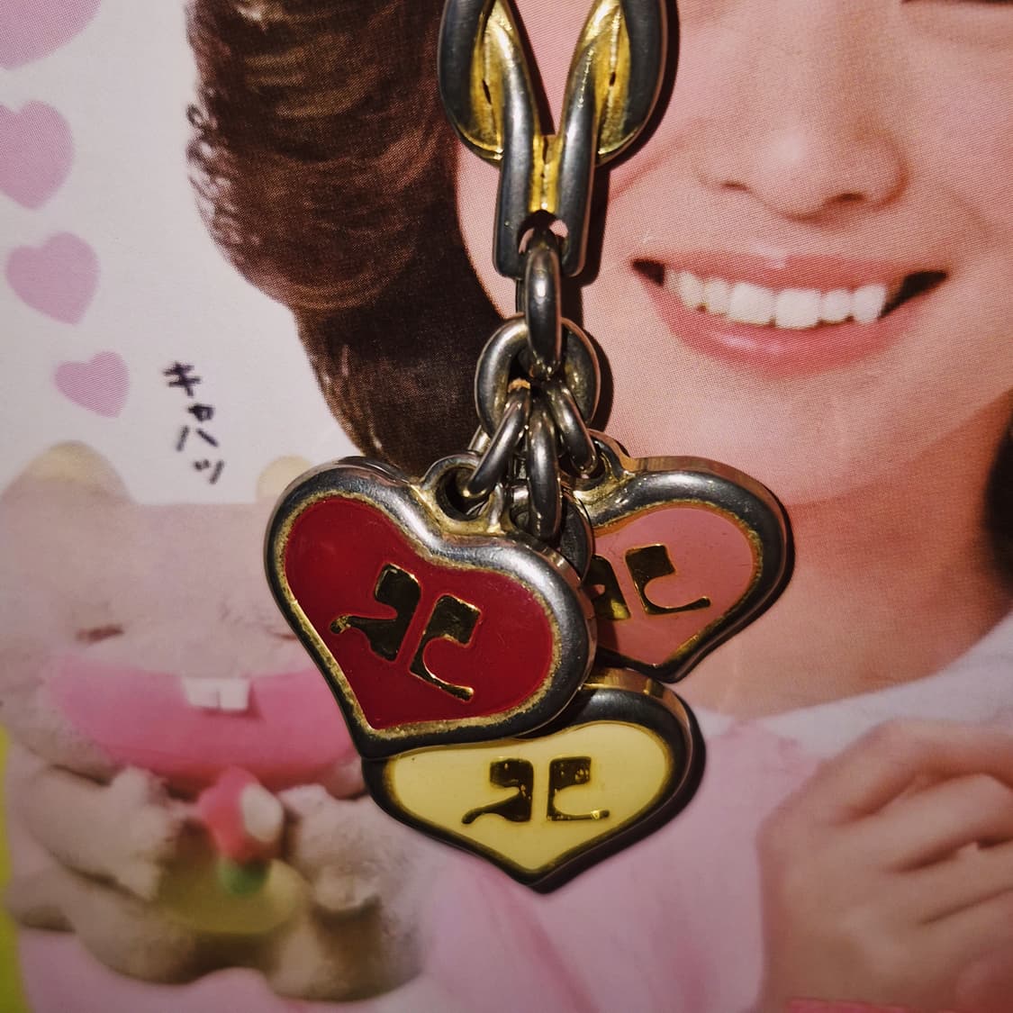 90s 꾸레쥬 하트 에나멜 레이어드 키링 상품이미지6