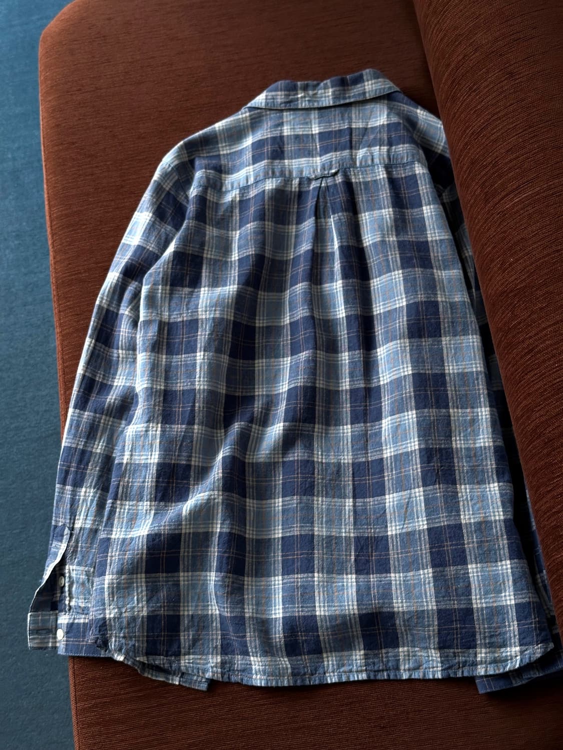 Rough cotton linen design check  shirt 상품이미지3